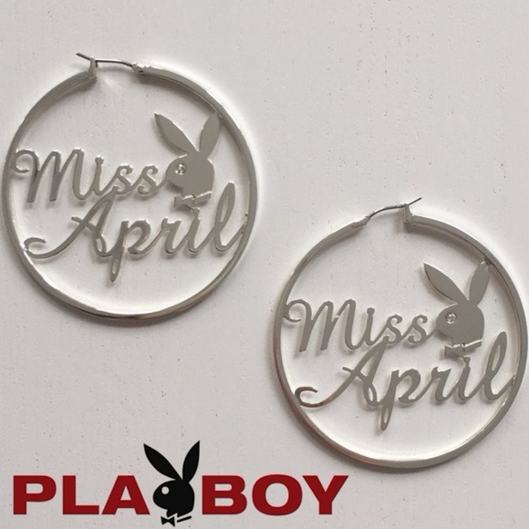 PLAYBOY Jewelry - Playboy Earrings Miss April Silver Plated Bunny
